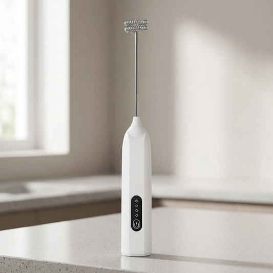 Batidor Eléctrico Espumador de Leche Recargable USB con 2 Cabezales